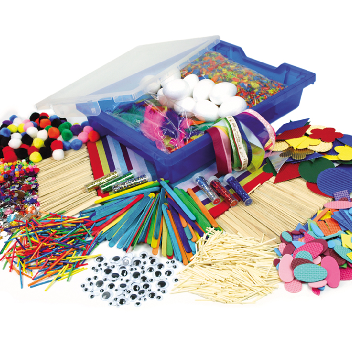 Storage tray full of art and craft materials