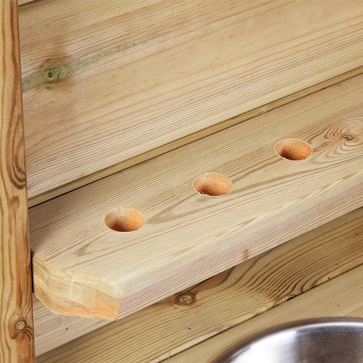 Close up of smooth edges and holes to place utensils in