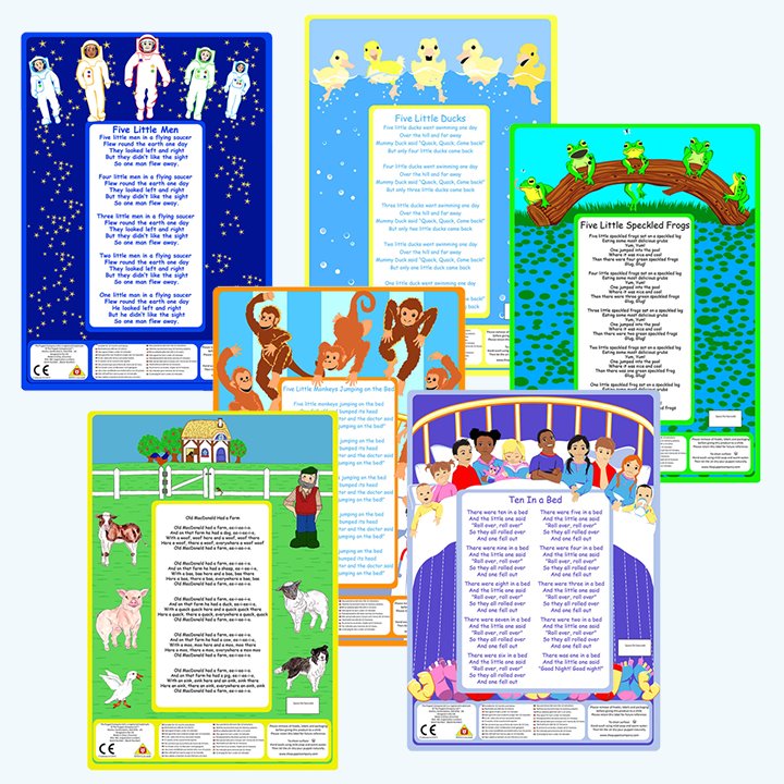 Song sheets for the glove puppet sets