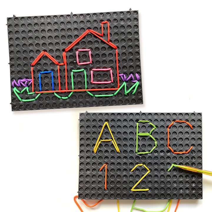 Laced designs on play boards