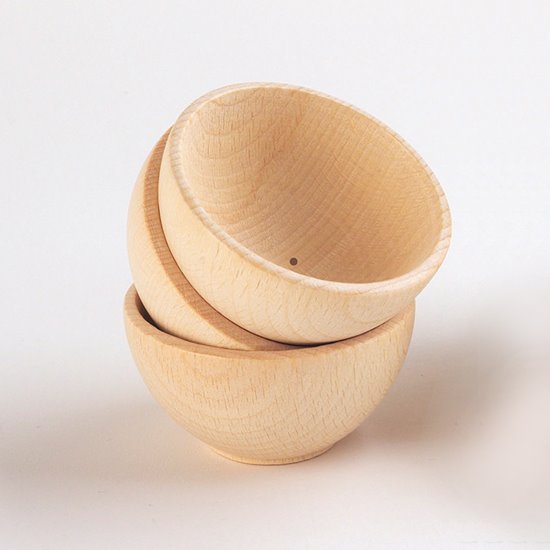 Three wooden bowls stacked