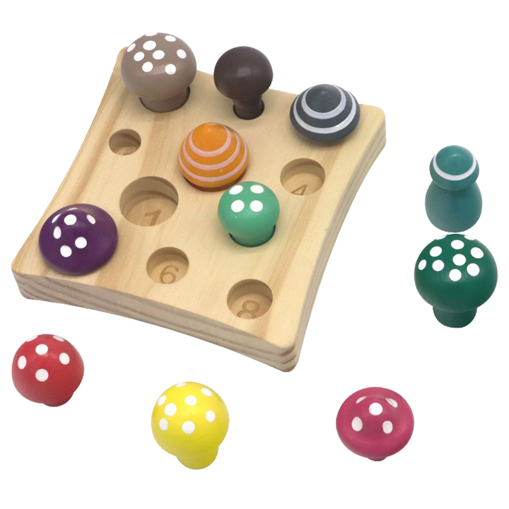 Wooden matching mushroom number game