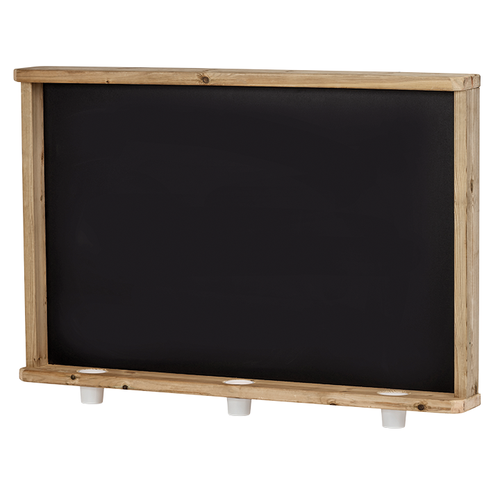 Chalkboard with storage pots for outdoors