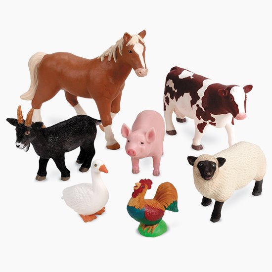Set of plastic farm animals