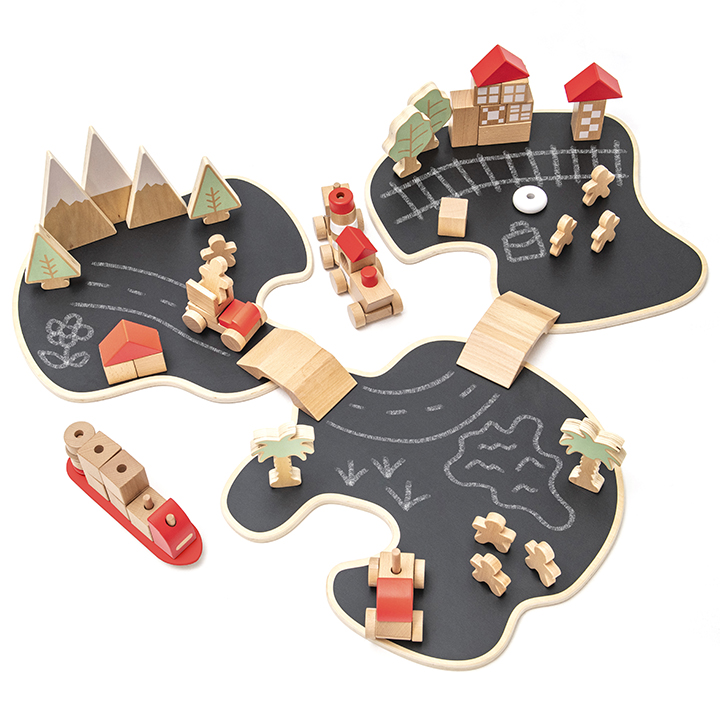 Three small world islands with blocks