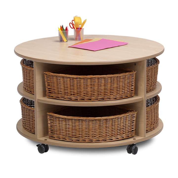 Storage unit with basket storage bins