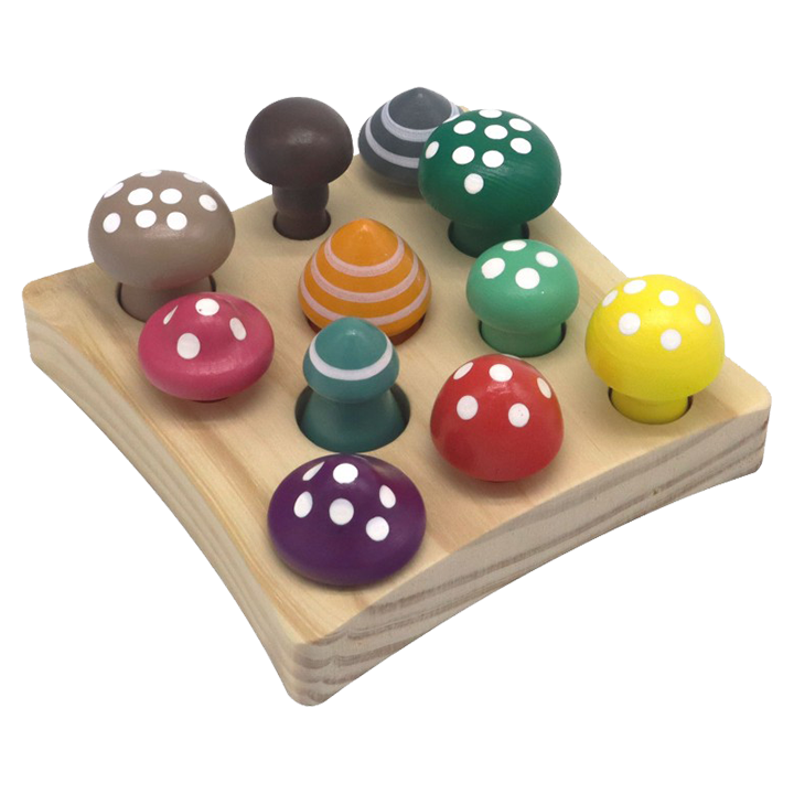 Wooden matching mushroom number game
