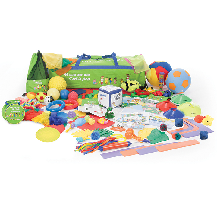 Large sets of resources to promote physical activity with large bag.