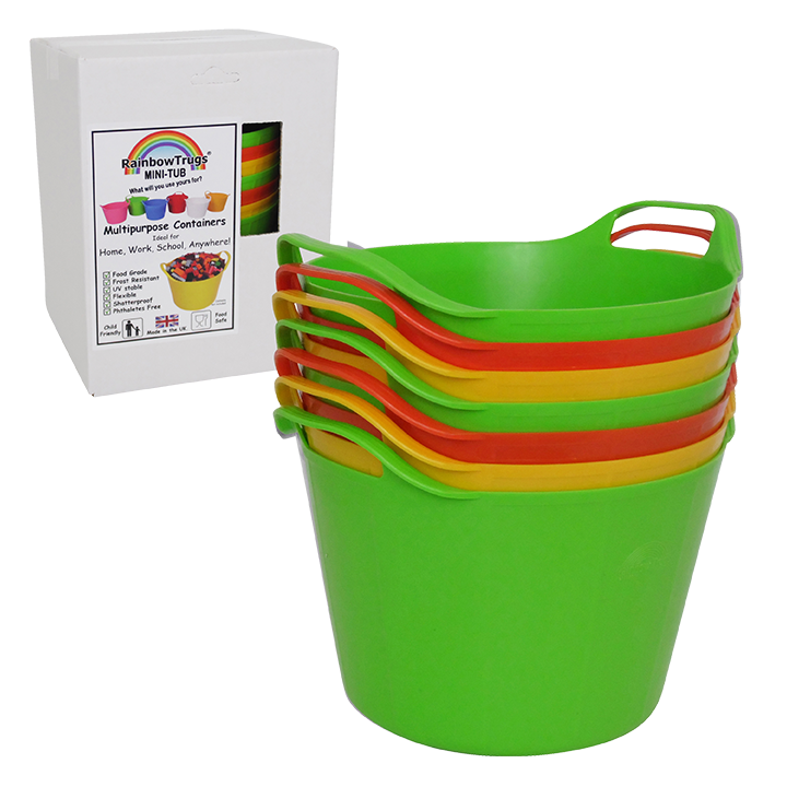 Set of six bright citrus storage trugs