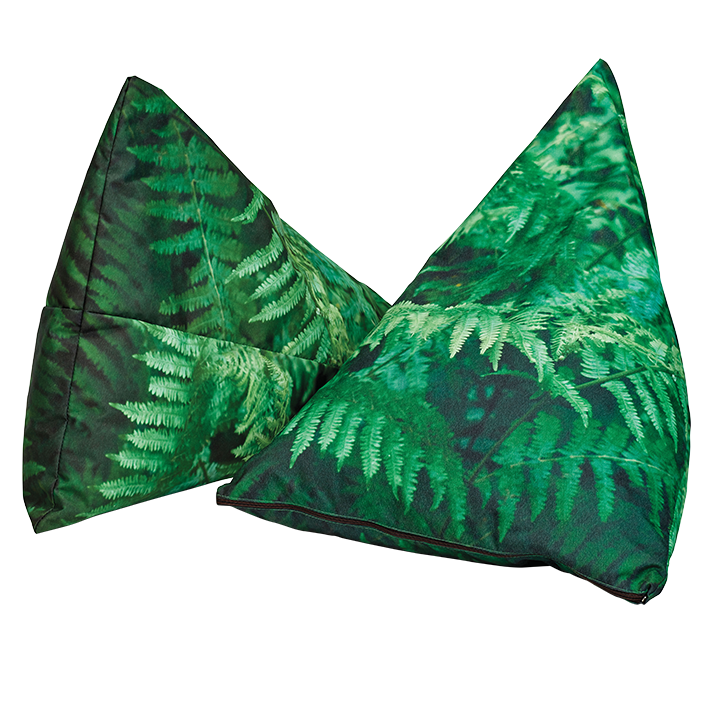 Bean bag with fern leaf pattern