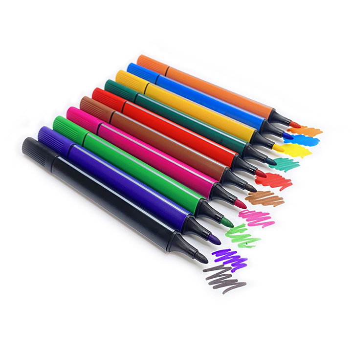 10 bright felt tip pens for children