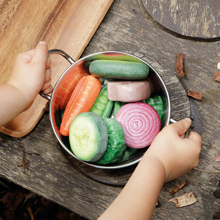 Pretend cooking with pretend veg