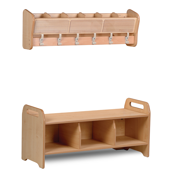 Storage cubbies above and underneath