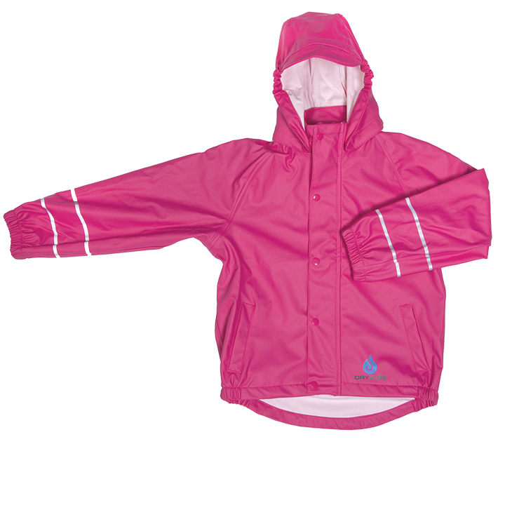 Pink waterproof jacket with reflective details