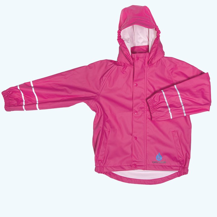 Pink waterproof jacket with reflective details