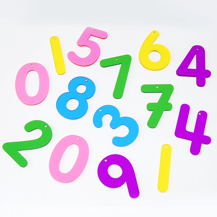 Coloured acrylic numbers