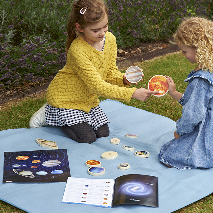 Interactive wooden discs and activity materials
