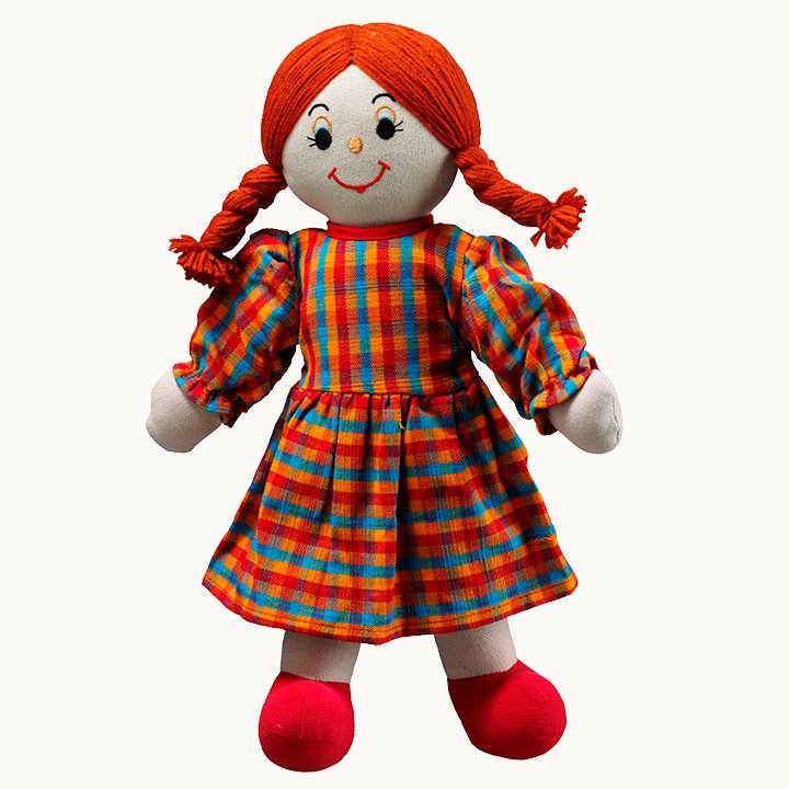 Rag doll mum with red hair and light skin