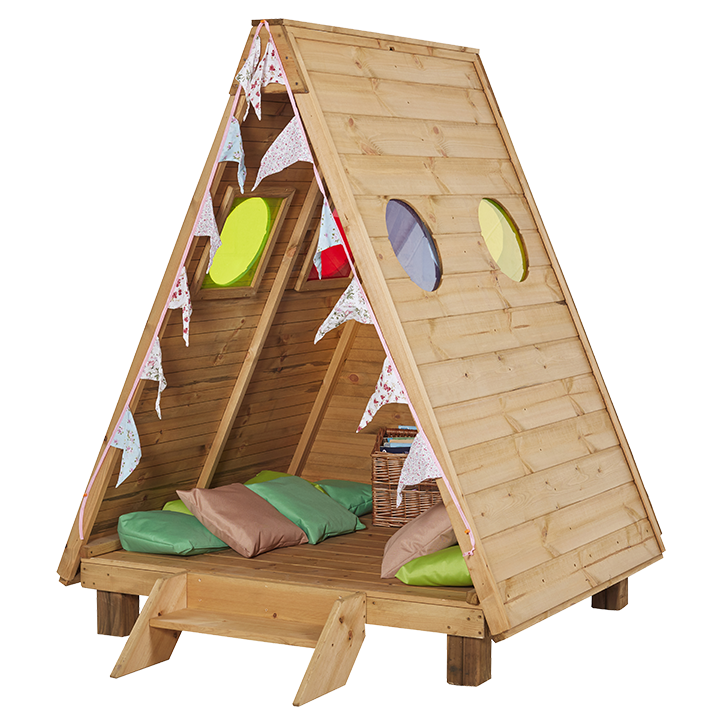 Triangular wooden hidey hole