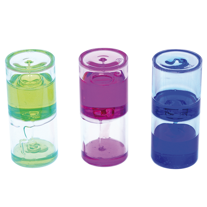 Three colours of Cylinders with thick gloopy jelly