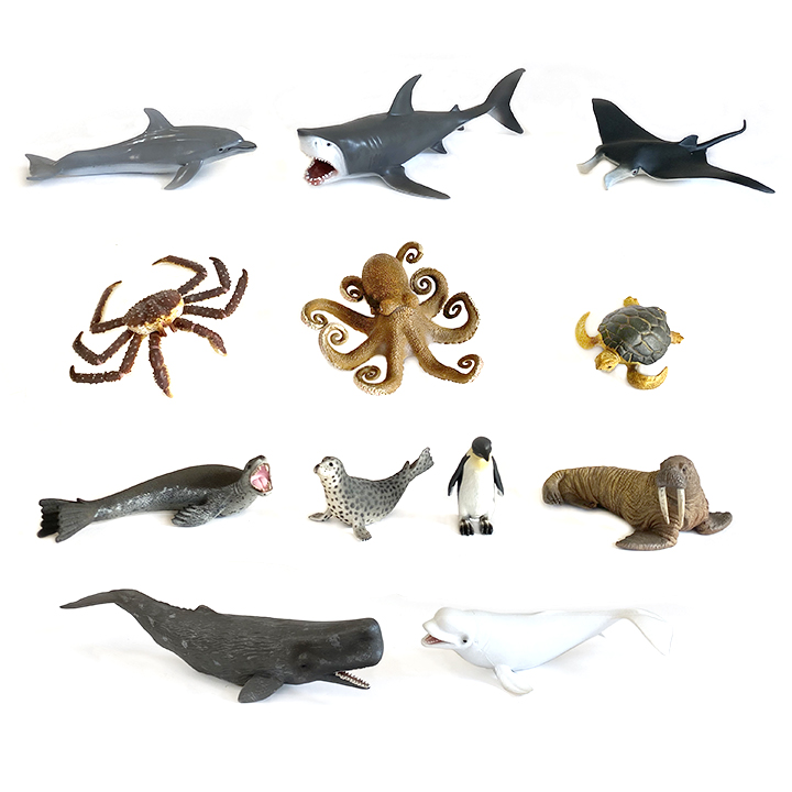 Set of 12 seas creature figurines
