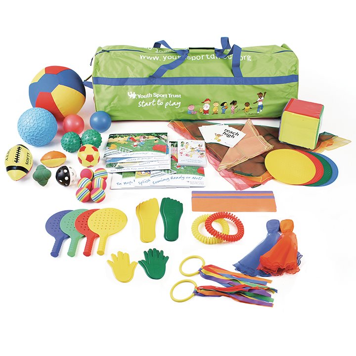Large sets of resources to promote physical activity with large bag.