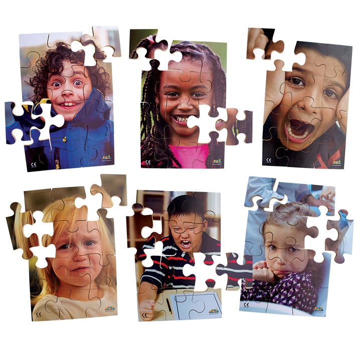Collection of photographic jigsaws with childrens emotions