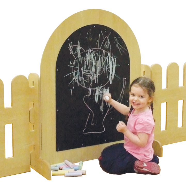 Close up of girl drawing on blackboard