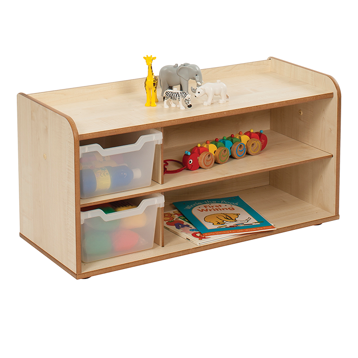 2 compartment open shelf storage unit