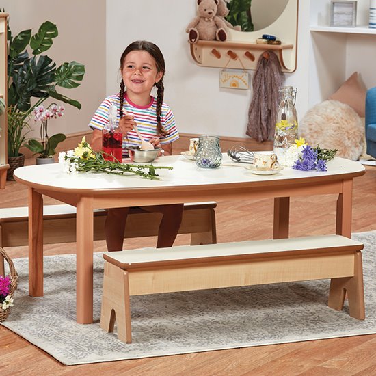 Set of table and 2 benches for dining
