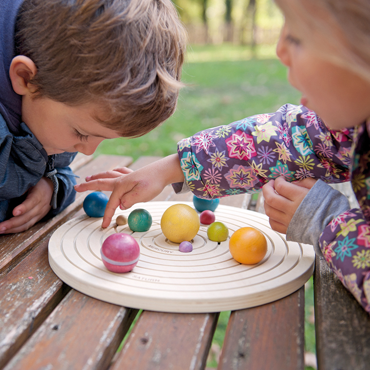Wooden solar system puzzle