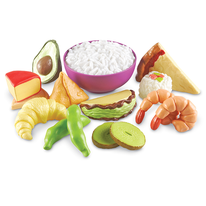 Set of plastic food from around the world