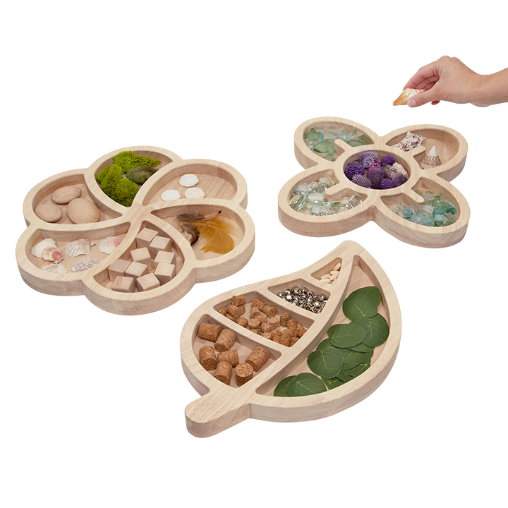 Three shaped sorting trays