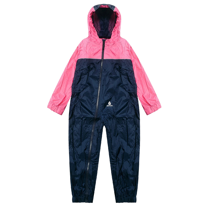 Navy and pink rain suit