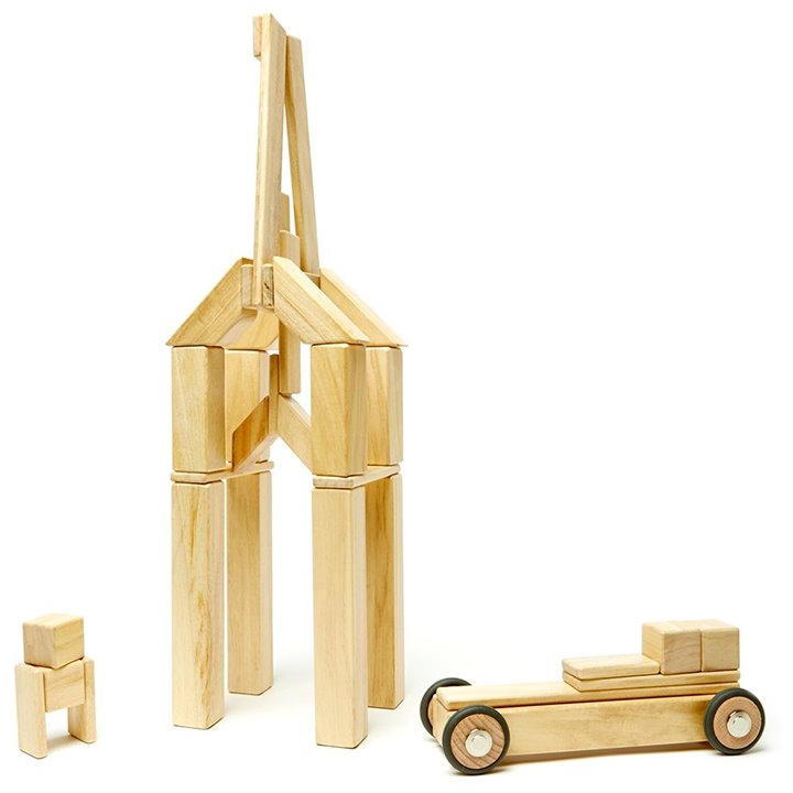 Buid anything with this Natural wooden and magnetic building set