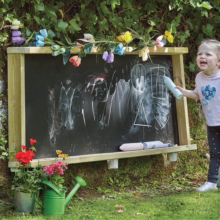 A black board for mark-making outdoors