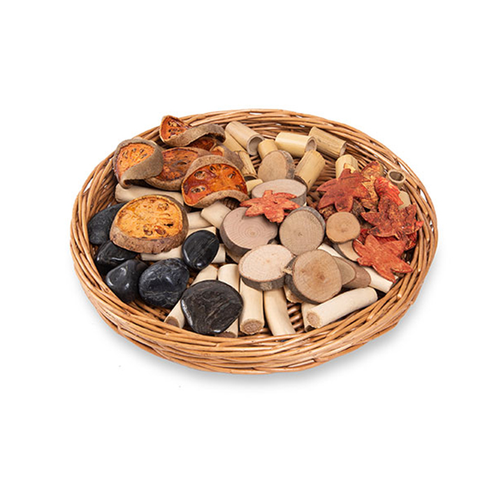 Wicker basket with dividers for sorting and counting