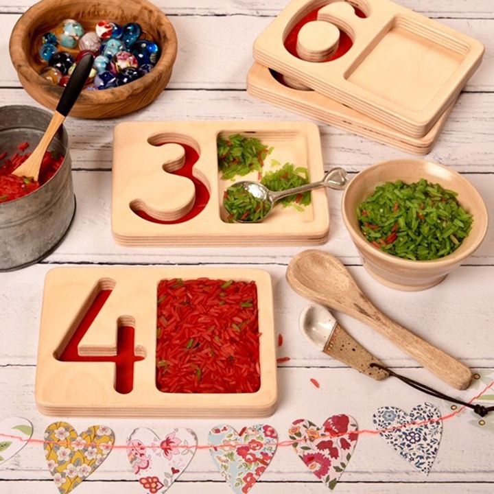 Variety of number trays and small objects