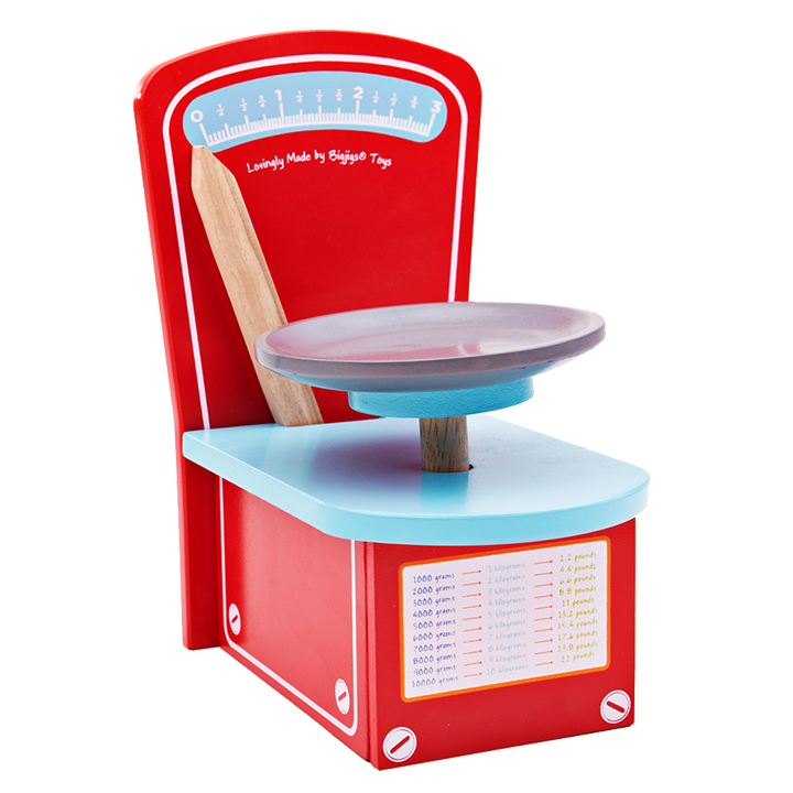 Wooden weighing scales