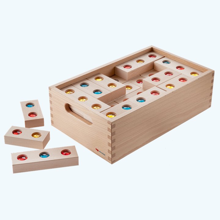 Sparkly blocks and wooden storage box