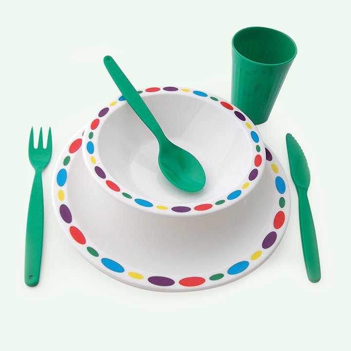 Strong polycarbonate tableware pebble set