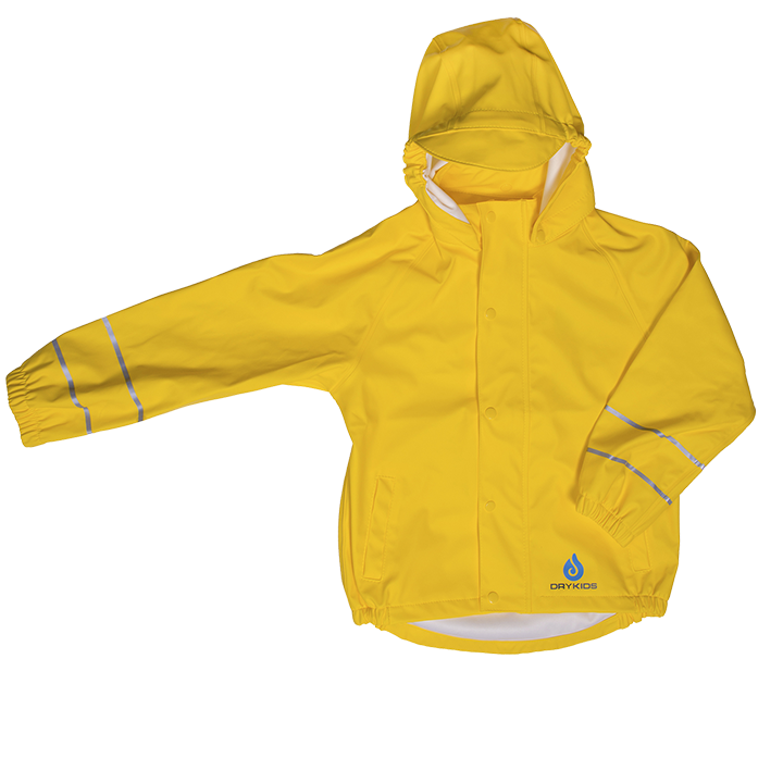Yellow waterproof jacket with reflective details