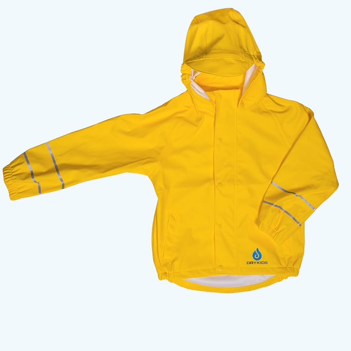 Yellow waterproof jacket with reflective details
