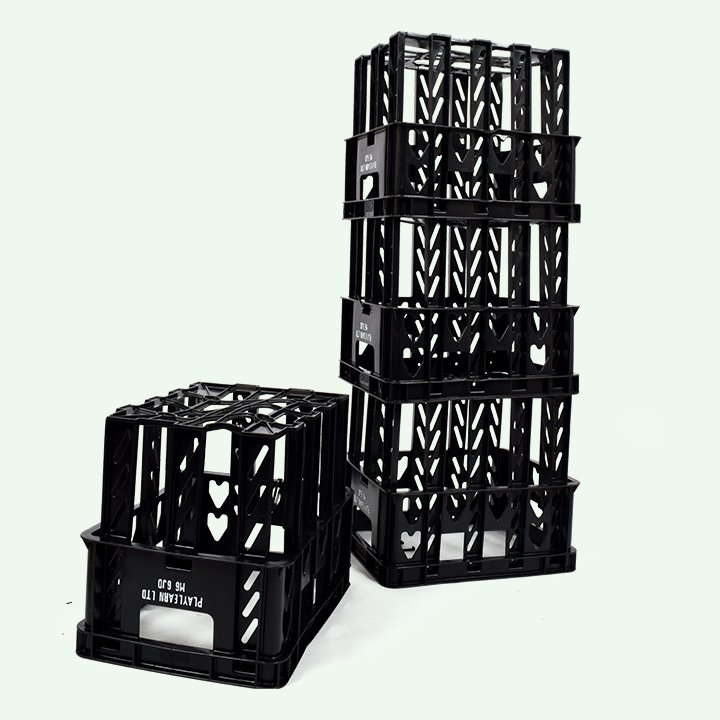 Milk crates piled on top of each other