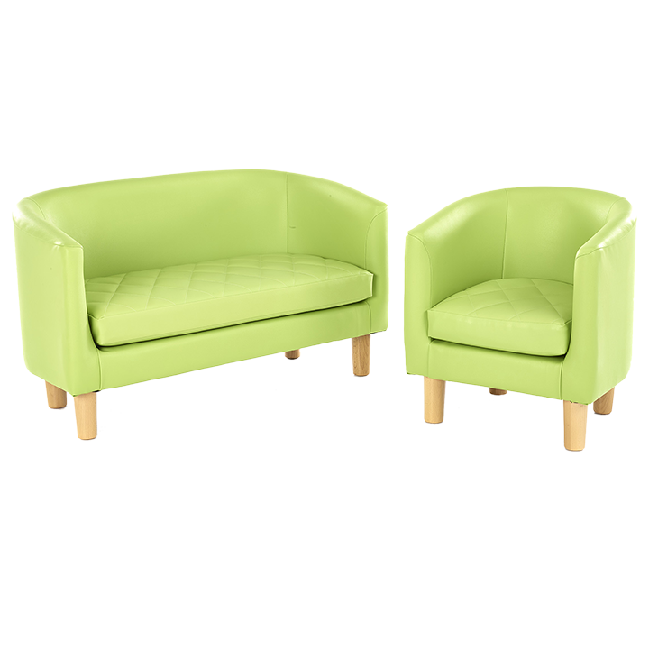 Green sofa and chair