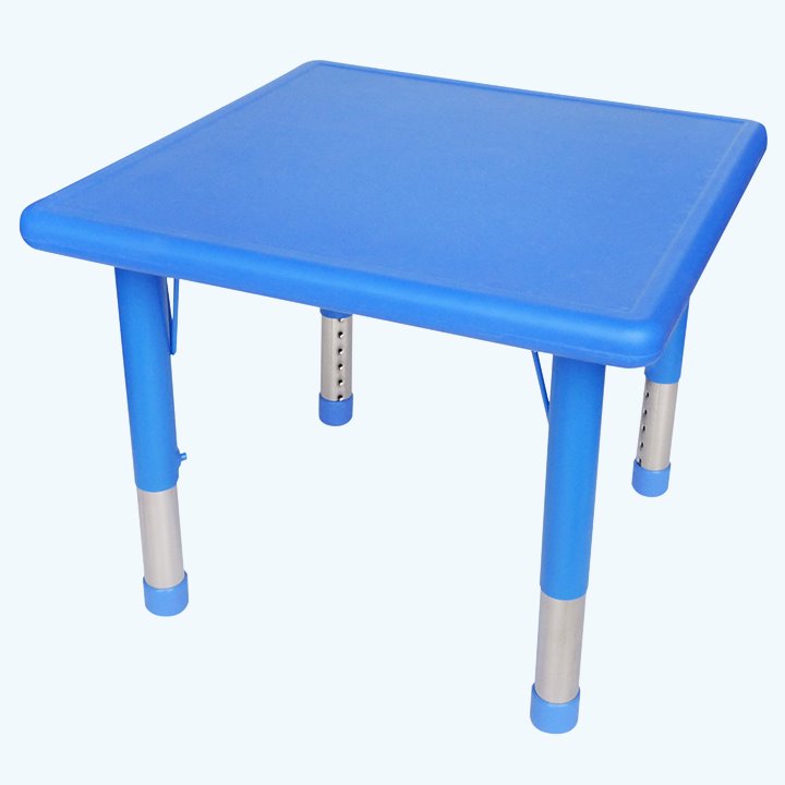 Adjustable metal legs and plastic top