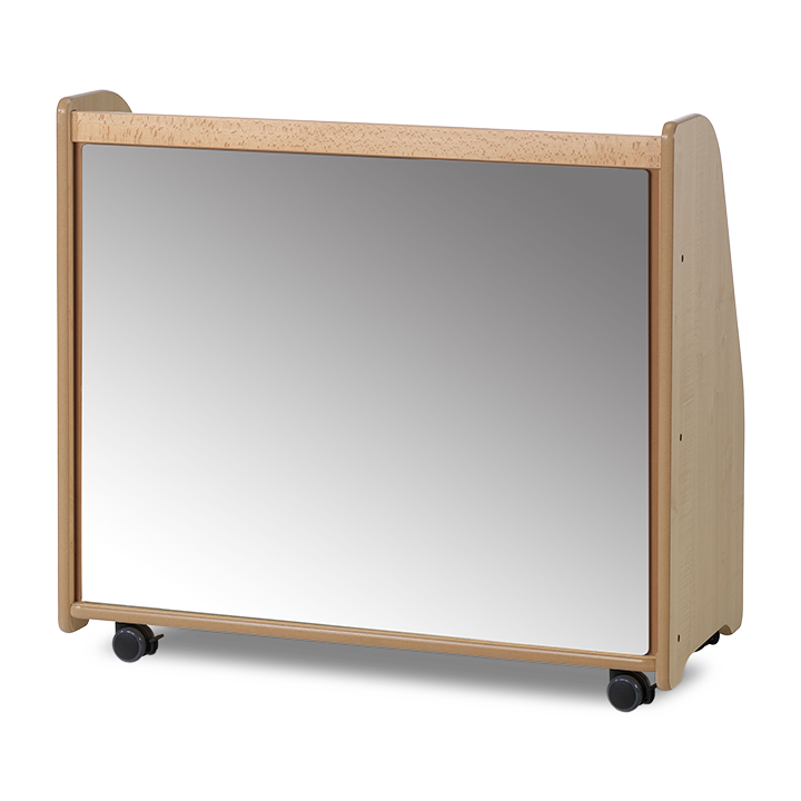 Mirror back of shelf unit