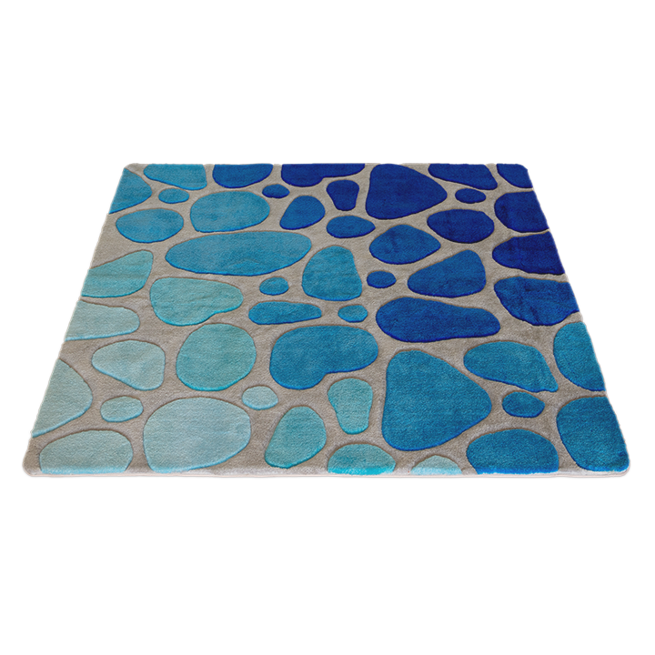 Carpet with graduated blue droplets