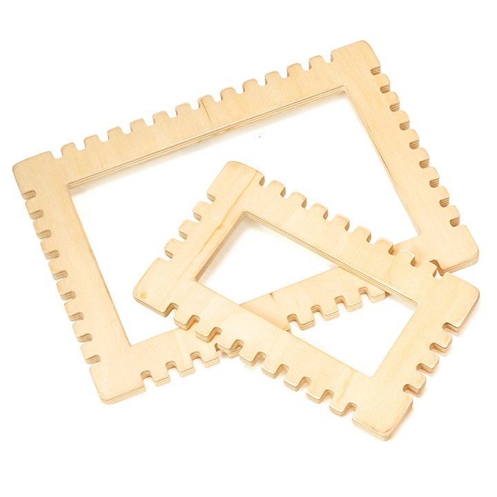 Large and small wooden weaving frames