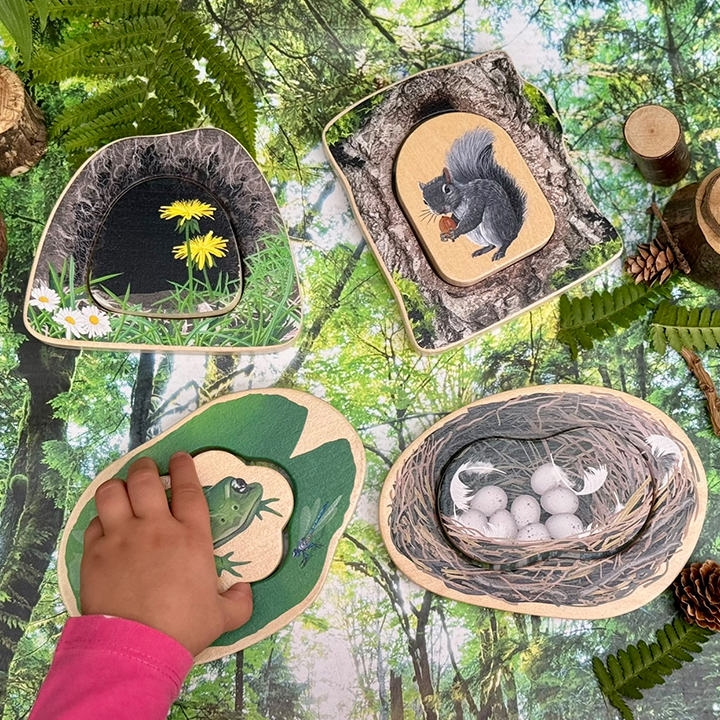 Set of four simple puzzles